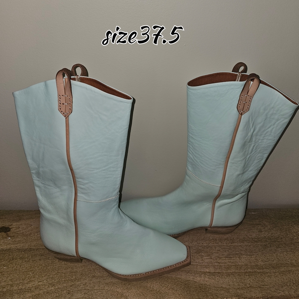 Free People WE THE FREE Montage Tall Boots Cactus Milk Leather - Picture 11 of 16